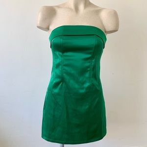 NWT Green Strapless Satin Mini Dress